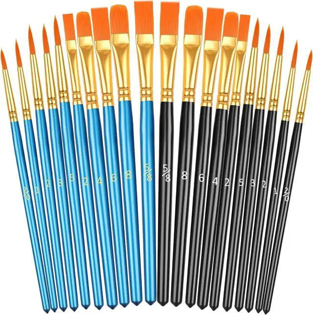 Main image of 20 Pcs Paint Brushes, Acrylic Painting Brush Set, Watercolor Brushes, Acrylic Brushes for Oil Watercolor, Miniature Detailing, and Rock Painting