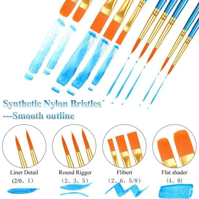Alt view image 2 of 7 - 20 Pcs Paint Brushes, Acrylic Painting Brush Set, Watercolor Brushes, Acrylic Brushes for Oil Watercolor, Miniature Detailing, and Rock Painting