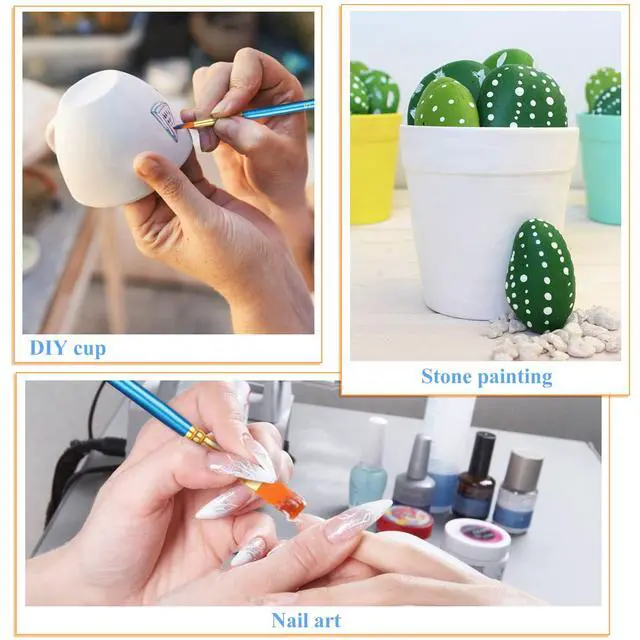 Alt view image 7 of 7 - 20 Pcs Paint Brushes, Acrylic Painting Brush Set, Watercolor Brushes, Acrylic Brushes for Oil Watercolor, Miniature Detailing, and Rock Painting