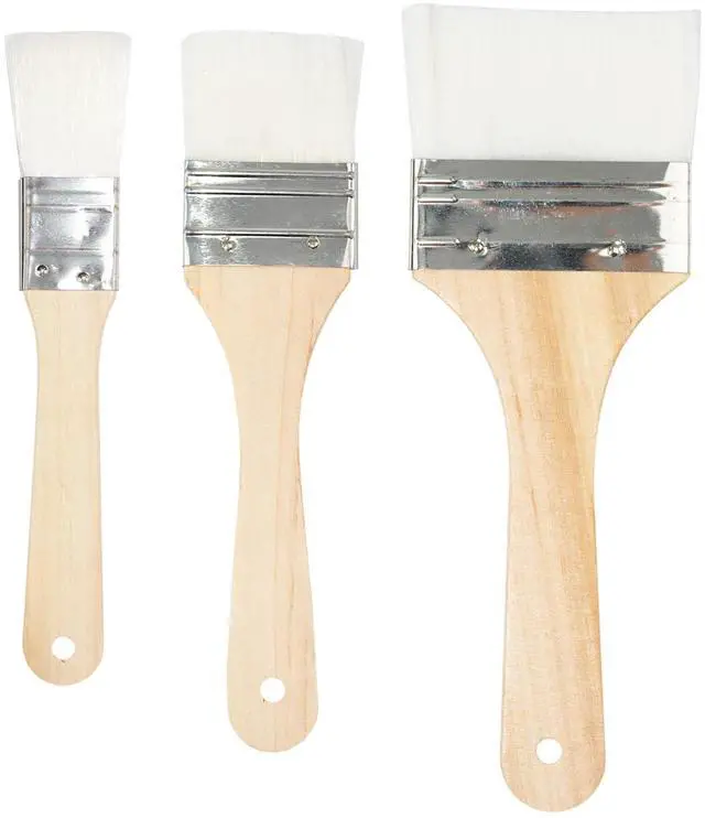 Main image of Set of 3 Chip Paint Brushes with Synthetic Bristles for Priming Painting, Varnishing, Wood, Walls, Painting