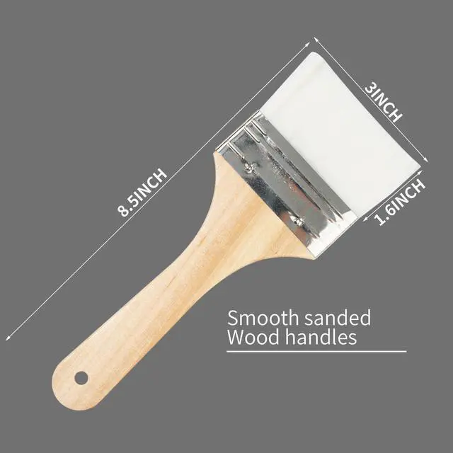 Alt view image 5 of 7 - Set of 3 Chip Paint Brushes with Synthetic Bristles for Priming Painting, Varnishing, Wood, Walls, Painting