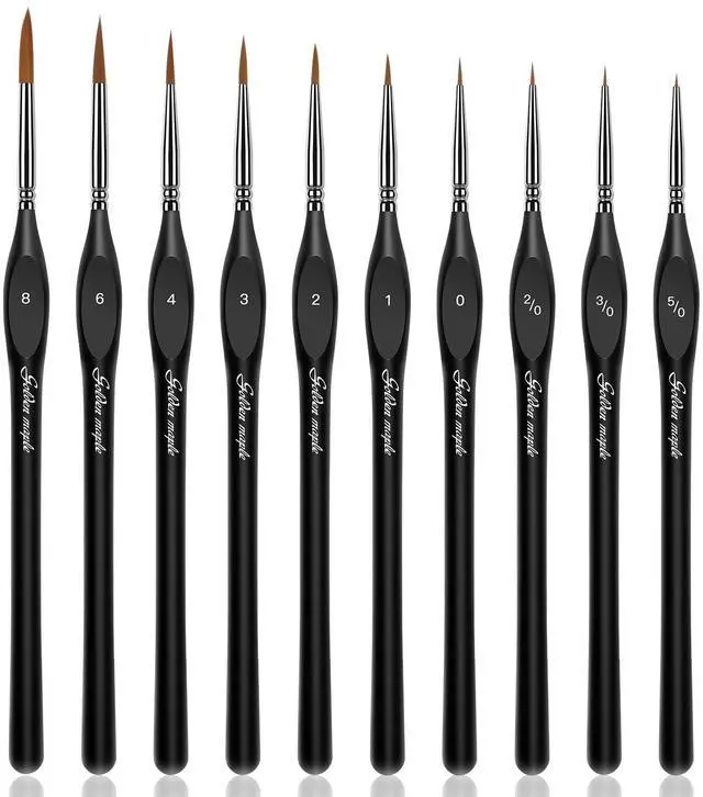 Main image of Detail Paint Brushes Set 10pcs | Miniature Brushes, Fine Detailing & Art Painting, Acrylic, Watercolor, Oil, Models