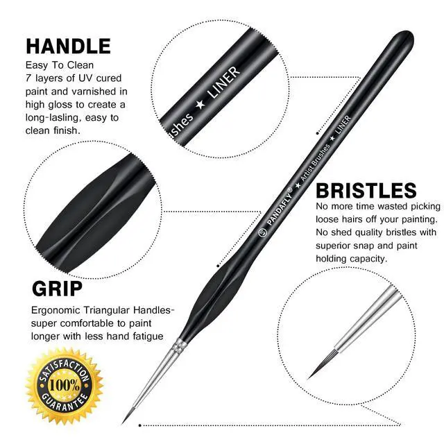 Alt view image 2 of 7 - Detail Paint Brushes Set for Fine Detailing & Art Painting, 15pcs | Miniature Paint Brush Set with Triangular Handles - for Acrylic, Watercolor, Oil, Models, Face, Figurine & Paint by Number
