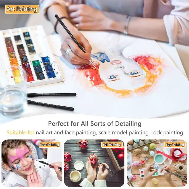 Alt view image 4 of 7 - Detail Paint Brushes Set for Fine Detailing & Art Painting, 15pcs | Miniature Paint Brush Set with Triangular Handles - for Acrylic, Watercolor, Oil, Models, Face, Figurine & Paint by Number