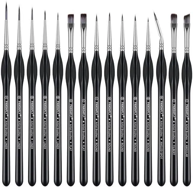 Main image of Detail Paint Brushes Set for Fine Detailing & Art Painting, 15pcs | Miniature Paint Brush Set with Triangular Handles - for Acrylic, Watercolor, Oil, Models, Face, Figurine & Paint by Number
