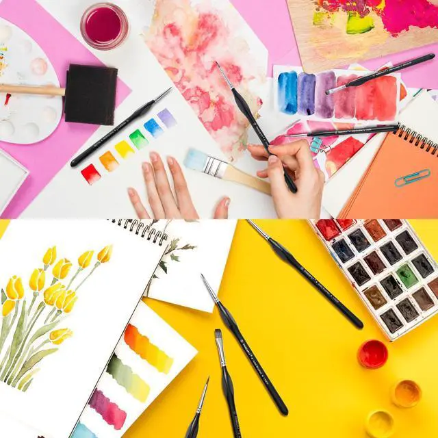 Alt view image 7 of 7 - Detail Paint Brushes Set for Fine Detailing & Art Painting, 15pcs | Miniature Paint Brush Set with Triangular Handles - for Acrylic, Watercolor, Oil, Models, Face, Figurine & Paint by Number