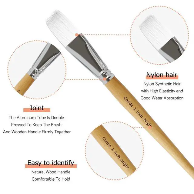 Alt view image 3 of 7 - Paint Brushes Set of 24 Different Shapes Professional Painting Brushes for Oil, Acrylic Canvas and Watercolor Painting (White)