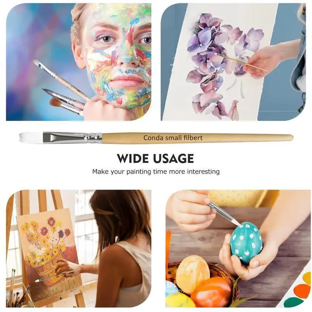 Alt view image 5 of 7 - Paint Brushes Set of 24 Different Shapes Professional Painting Brushes for Oil, Acrylic Canvas and Watercolor Painting (White)