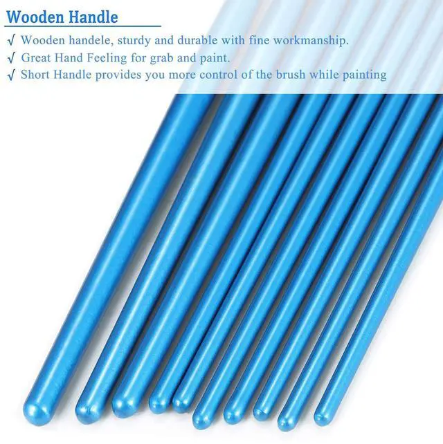 Alt view image 5 of 7 - Paint Brushes Set, 20 Pcs Small Paint Brush Kit Round Flat Tip Nylon Hair, for Acrylic Painting, Watercolor, Oil Painting, Kids Face Nail Art Canvas Rock Craft, Art Supplies, Blue