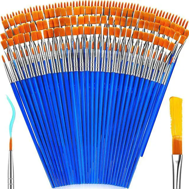 Main image of 162 Pcs Paint Brushes Bulk, Round Flat Tip Acrylic Paint Brushes Set for Kids Classroom Crafts Oil Watercolor Canvases Face Painting Touch Up