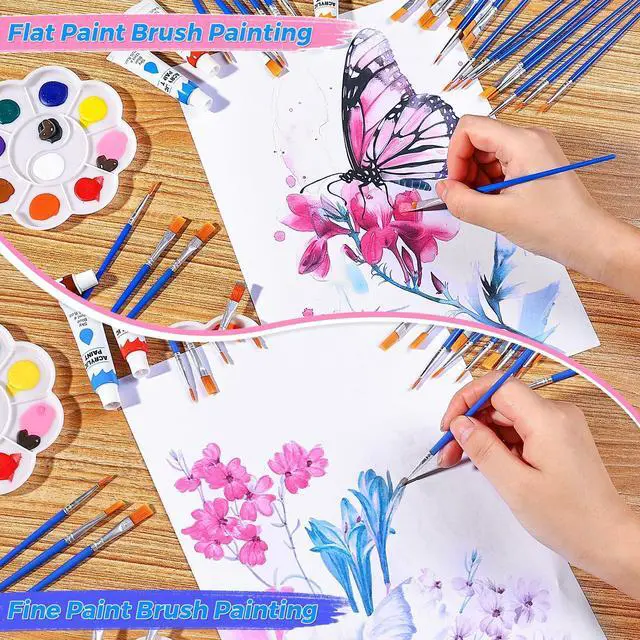 Alt view image 4 of 6 - 162 Pcs Paint Brushes Bulk, Round Flat Tip Acrylic Paint Brushes Set for Kids Classroom Crafts Oil Watercolor Canvases Face Painting Touch Up