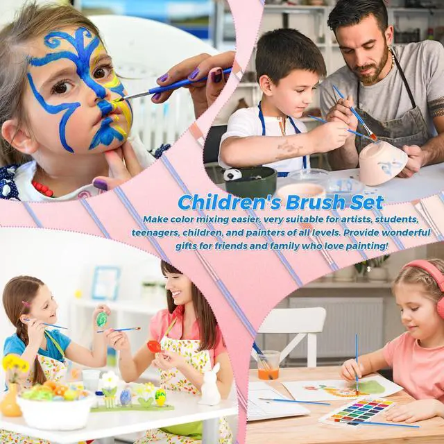 Alt view image 6 of 6 - 162 Pcs Paint Brushes Bulk, Round Flat Tip Acrylic Paint Brushes Set for Kids Classroom Crafts Oil Watercolor Canvases Face Painting Touch Up