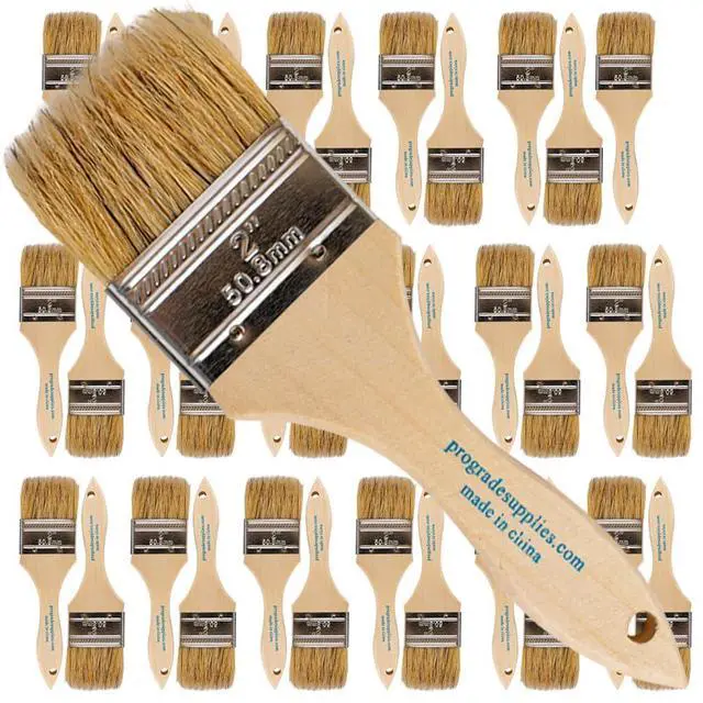 Main image of 2" Chip Brushes, Disposable Paint Brushes, for Paint, 36 Pack | Natural bristle, wood handle | Contractor Pack | For Stain, Glue & Epoxy | Cabinets, Furniture, Fences