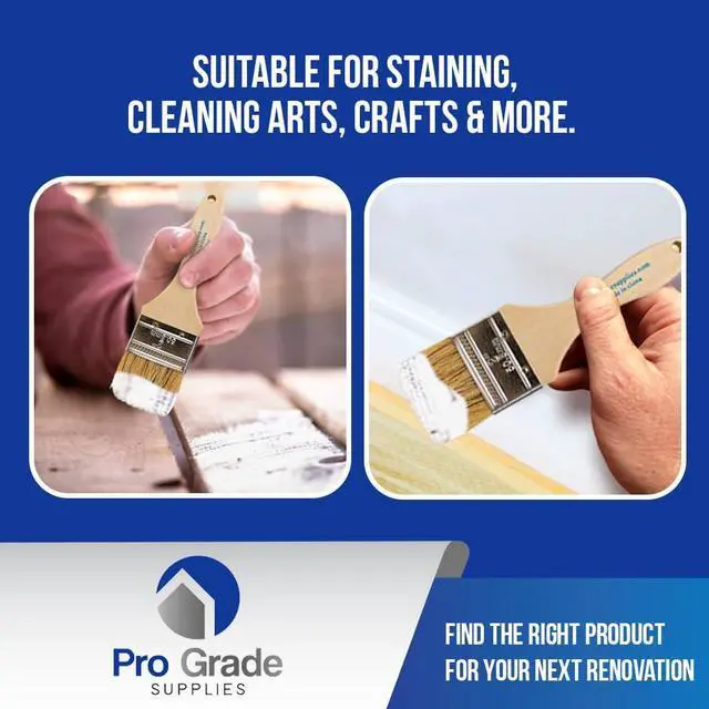 Alt view image 3 of 7 - 2" Chip Brushes, Disposable Paint Brushes, for Paint, 36 Pack | Natural bristle, wood handle | Contractor Pack | For Stain, Glue & Epoxy | Cabinets, Furniture, Fences