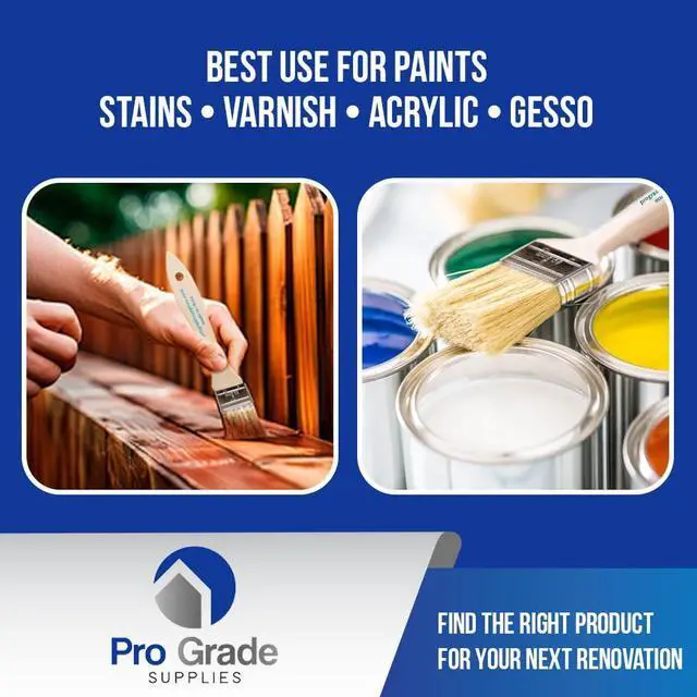 Alt view image 4 of 7 - 2" Chip Brushes, Disposable Paint Brushes, for Paint, 36 Pack | Natural bristle, wood handle | Contractor Pack | For Stain, Glue & Epoxy | Cabinets, Furniture, Fences