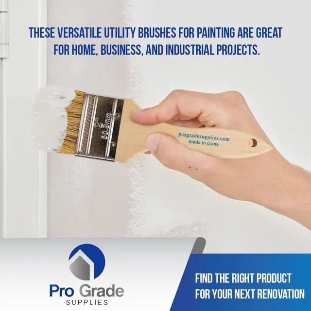 Alt view image 6 of 7 - 2" Chip Brushes, Disposable Paint Brushes, for Paint, 36 Pack | Natural bristle, wood handle | Contractor Pack | For Stain, Glue & Epoxy | Cabinets, Furniture, Fences