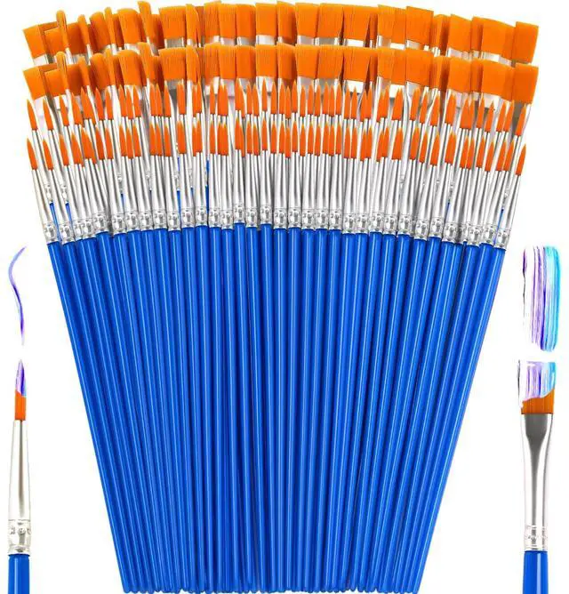 Main image of Small Paint Brushes Bulk, 160 Pcs Flat Tip Round Acrylic Paint Brushes for Kids Classroom Acrylic Watercolor Canvas Face Painting Touch Up
