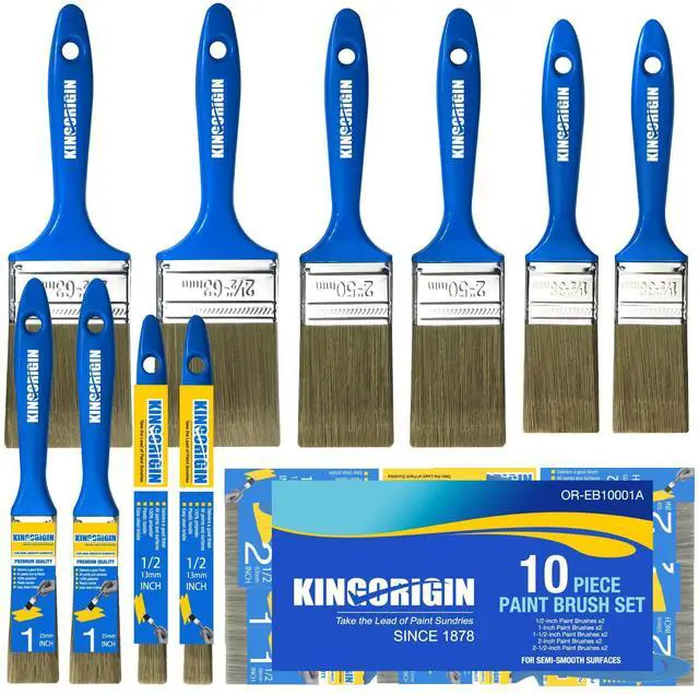 Main image of Paint Brush Set, 10 Pack Paint Brush 0.5" 1" 1.5" 2" 2.5" | Chip Brush, Small Paint Brushes Bulk, Paint Brushes for Walls Home Decor Furniture Crafts Detail Painting