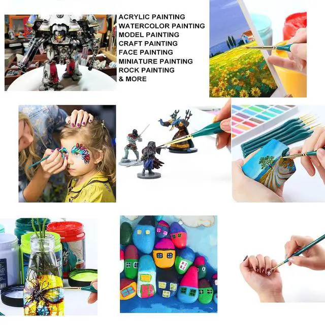 Alt view image 2 of 7 - Extra Fine Tip Detail Brushes 15Pcs for Model Miniature Painting and Acrylic Watercolor Painting