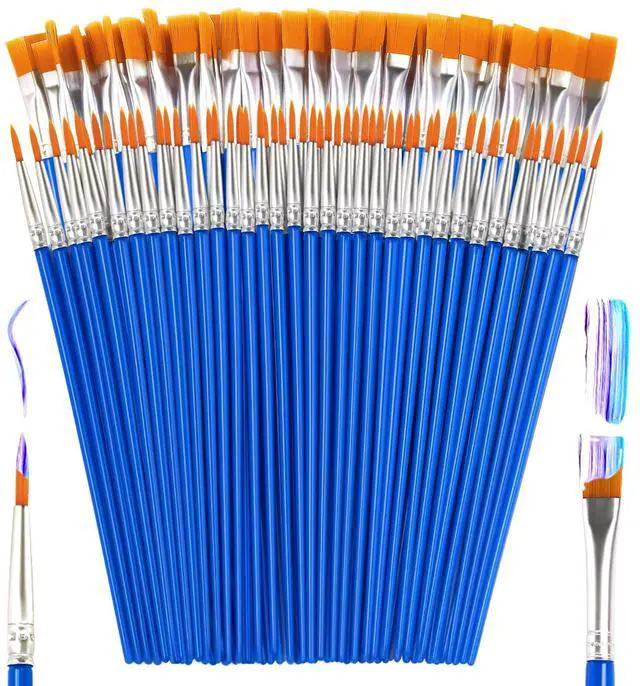 Main image of Small Paint Brushes Bulk, 110 Pcs Flat Tip Round Acrylic Paint Brushes for Kids Classroom Acrylic Watercolor Canvas Face Painting Touch Up