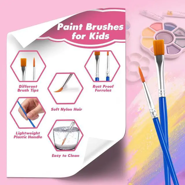 Alt view image 5 of 7 - Small Paint Brushes Bulk, 110 Pcs Flat Tip Round Acrylic Paint Brushes for Kids Classroom Acrylic Watercolor Canvas Face Painting Touch Up