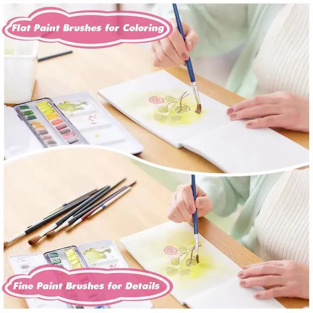 Alt view image 6 of 7 - Small Paint Brushes Bulk, 110 Pcs Flat Tip Round Acrylic Paint Brushes for Kids Classroom Acrylic Watercolor Canvas Face Painting Touch Up