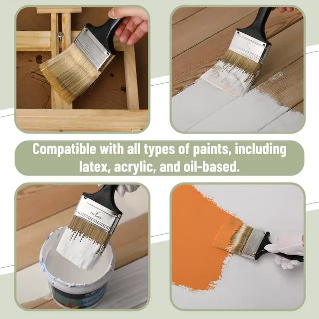 Alt view image 5 of 6 - Bates- Paint Brushes, 4-Inch, 4 Pack, Flat Paint Brushes | for Walls Furniture Wood Surfaces Interior Painting & Home Improvement Projects