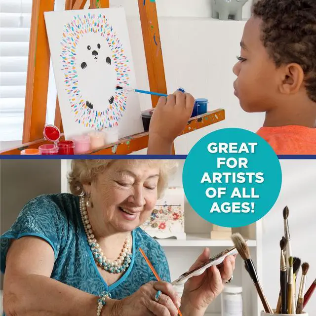 Alt view image 5 of 6 - HoPaint Brushes -35 All Purpose Paint Brushes Value Pack Includes 8 Different Types of Brushes, Great with Watercolors, Acrylic & Washable Paints. Multicolored