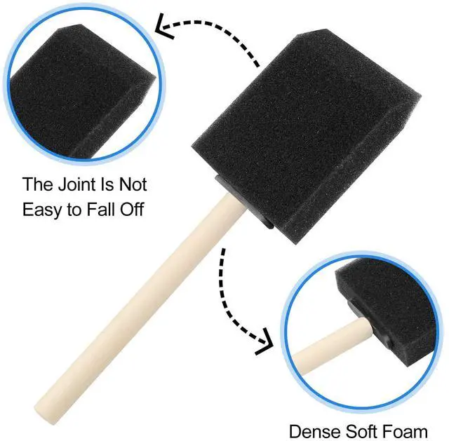 Alt view image 4 of 7 - 24 Pcs Foam Paint Brushes, Wood Handle Sponge Brushes for Painting, Staining, Varnishes, and DIY Craft Projects (1'', 2'' and 3'')