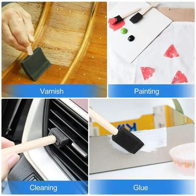 Alt view image 6 of 7 - 24 Pcs Foam Paint Brushes, Wood Handle Sponge Brushes for Painting, Staining, Varnishes, and DIY Craft Projects (1'', 2'' and 3'')
