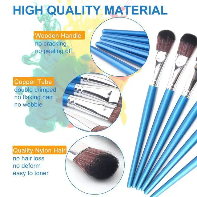 Alt view image 2 of 5 - 1 Inch Oval Mop Brush Set, 6PCS Blending Brushes for Acrylic Painting | Professional oval mop brushes for acrylic blending, watercolor softening, color transitions, base coating and fine art