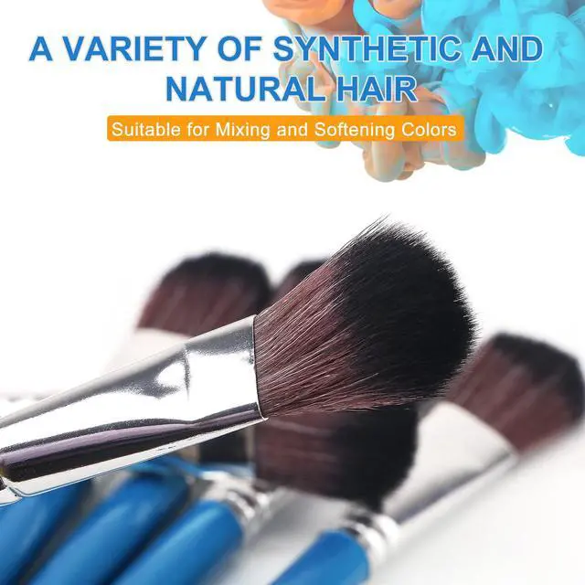 Alt view image 4 of 5 - 1 Inch Oval Mop Brush Set, 6PCS Blending Brushes for Acrylic Painting | Professional oval mop brushes for acrylic blending, watercolor softening, color transitions, base coating and fine art