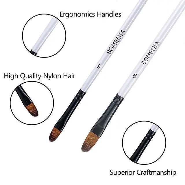 Alt view image 3 of 7 - Filbert Paint Brushes Set, 12 PCS Artist Brush for Acrylic Oil | Filbert Artist Paint brushes, Acrylic Oil Watercolor Gouache,Professional Painting Kits with Synthetic Nylon Tips, White