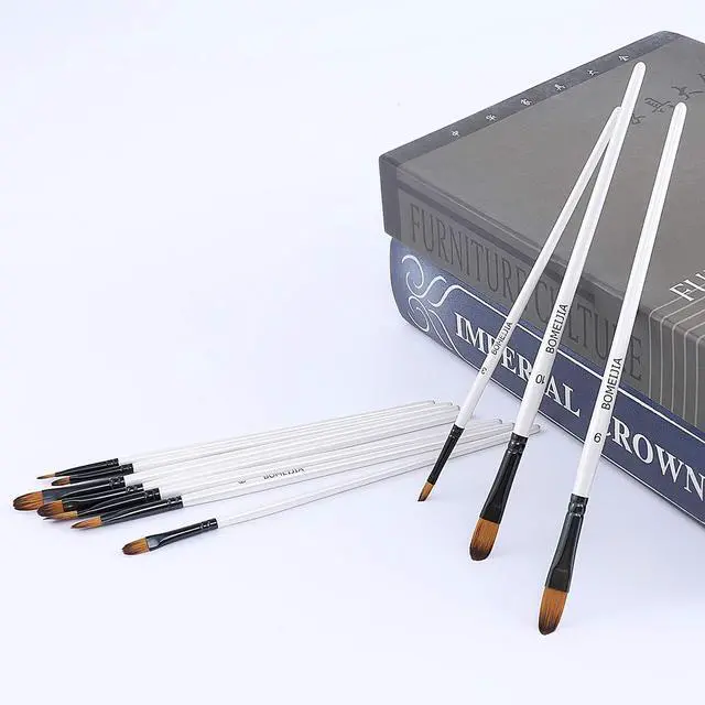 Alt view image 4 of 7 - Filbert Paint Brushes Set, 12 PCS Artist Brush for Acrylic Oil | Filbert Artist Paint brushes, Acrylic Oil Watercolor Gouache,Professional Painting Kits with Synthetic Nylon Tips, White