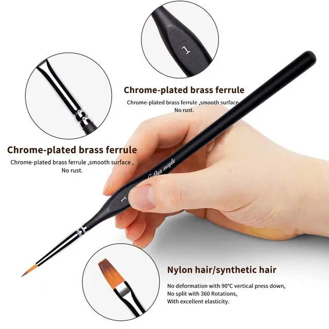 Alt view image 3 of 7 - Miniature Paint Brushes, 15PC Model Brushes Micro Detail Paint Brush Set, Fine Detailing for Acrylics, Oils, Watercolors & Paint by Number, Figurine (Black)