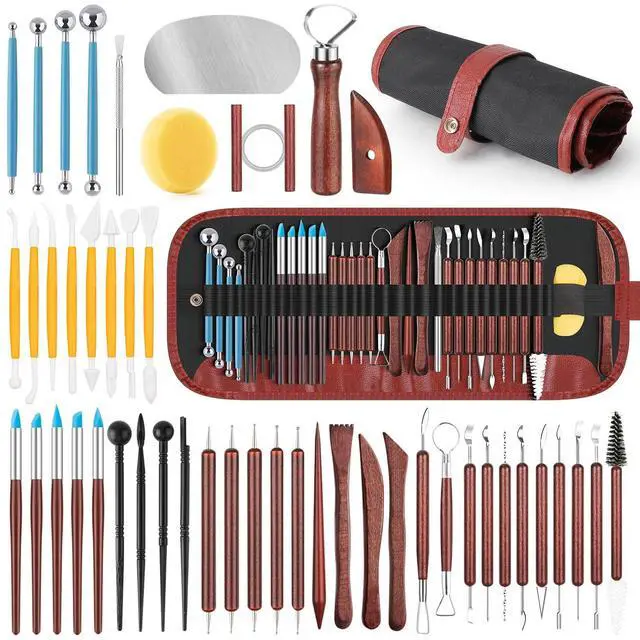 Main image of 48PCS Pottery Tools Kit for Sculpting, Clay Carving Tools, Ceramic Tools for Polymer Clay, Modeling, Trimming, Molding, Shaping, Pottery Kiln, Arts Crafts Supplies, Adults, Students, Beginners, Pros