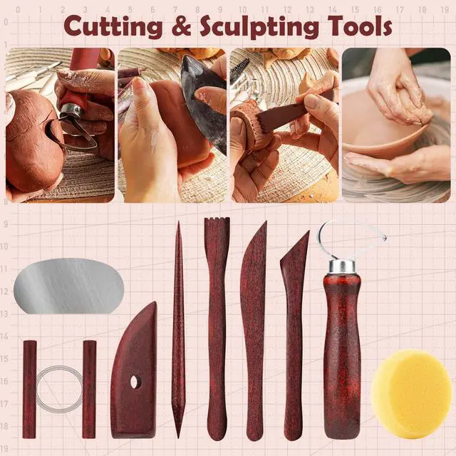 Alt view image 4 of 7 - 48PCS Pottery Tools Kit for Sculpting, Clay Carving Tools, Ceramic Tools for Polymer Clay, Modeling, Trimming, Molding, Shaping, Pottery Kiln, Arts Crafts Supplies, Adults, Students, Beginners, Pros
