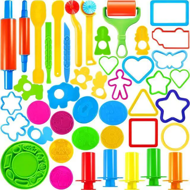 Main image of 44 Clay Tools Set for Kids, Clay Accessories with Various Plastic Molds, Rolling Pins, Cutters, Gift for Boys Girls