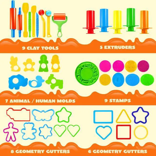 Alt view image 2 of 7 - 44 Clay Tools Set for Kids, Clay Accessories with Various Plastic Molds, Rolling Pins, Cutters, Gift for Boys Girls