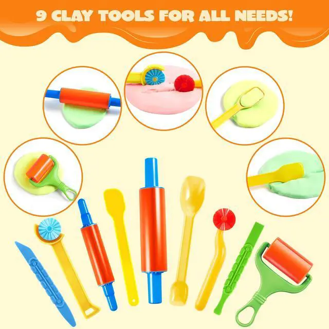 Alt view image 3 of 7 - 44 Clay Tools Set for Kids, Clay Accessories with Various Plastic Molds, Rolling Pins, Cutters, Gift for Boys Girls