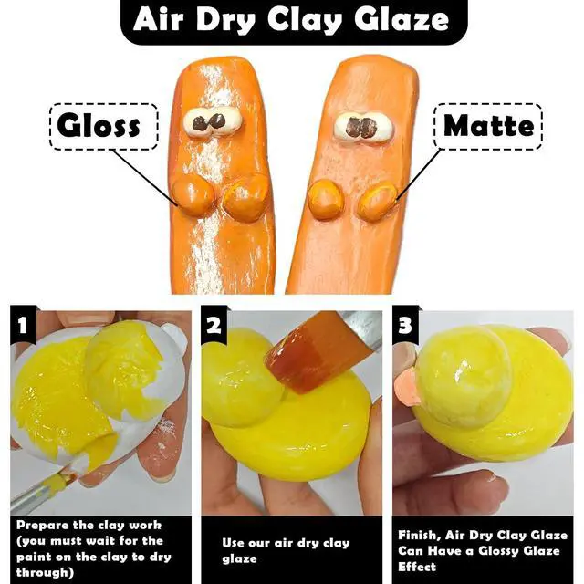 Alt view image 2 of 7 - 100ml Air Dry Clay Glaze and 29pcs Clay Tools Kit, Gloss Varnish | Gloss Glaze, Waterproof,Prevents Clay Scratches & Wear, Air Dry Clay Tool,Dotting Tools,Ball Tools,Carving Tools,Shaper Tools