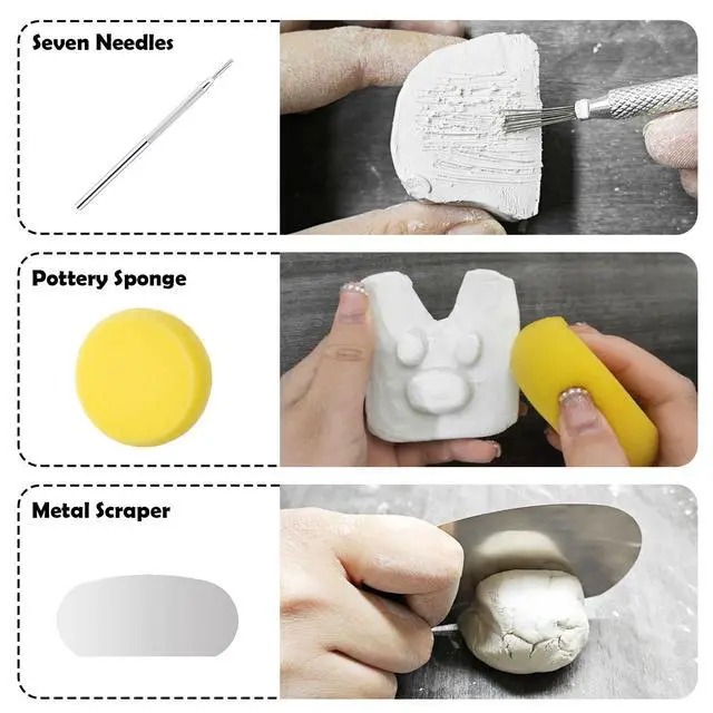 Alt view image 7 of 7 - 100ml Air Dry Clay Glaze and 29pcs Clay Tools Kit, Gloss Varnish | Gloss Glaze, Waterproof,Prevents Clay Scratches & Wear, Air Dry Clay Tool,Dotting Tools,Ball Tools,Carving Tools,Shaper Tools