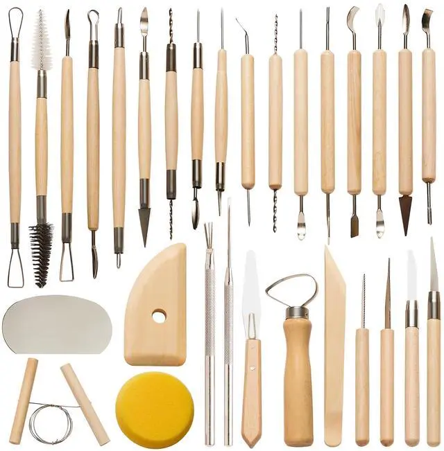 Main image of 30 Pcs Clay Tools & Pottery Tools Kit, Professional Polymer Clay Sculpting | Tools for Air Dry Clay, Ceramics Tools and Modeling Tools, Includes Wire Cutter, Ribbon Tool