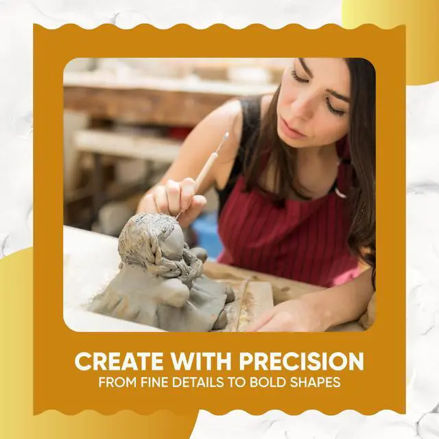 Alt view image 6 of 7 - 30 Pcs Clay Tools & Pottery Tools Kit, Professional Polymer Clay Sculpting | Tools for Air Dry Clay, Ceramics Tools and Modeling Tools, Includes Wire Cutter, Ribbon Tool