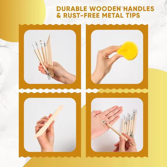 Alt view image 4 of 7 - 30 Pcs Clay Tools & Pottery Tools Kit, Professional Polymer Clay Sculpting | Tools for Air Dry Clay, Ceramics Tools and Modeling Tools, Includes Wire Cutter, Ribbon Tool