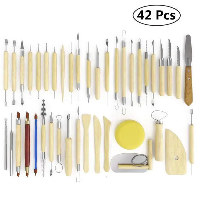 Alt view image 2 of 3 - 42 Pcs Polymer Clay Tools | Air Dry Clay Tools, Clay Sculpting Tools Double-Sided, Smooth Wooden Handles