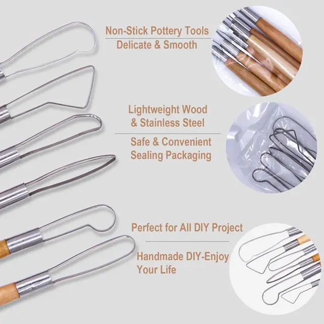Alt view image 2 of 7 - 61Pcs Ceramic Clay Tools Kit Pottery Tools Clay Sculpting Shapers Carving Tool Set Contains Most Essential Wooden Clay Tools for Potters Beginners