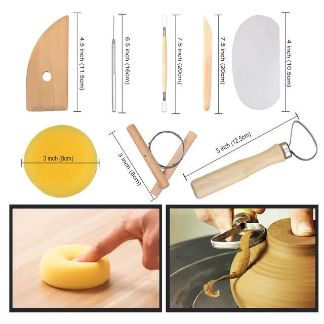 Alt view image 3 of 7 - 61Pcs Ceramic Clay Tools Kit Pottery Tools Clay Sculpting Shapers Carving Tool Set Contains Most Essential Wooden Clay Tools for Potters Beginners