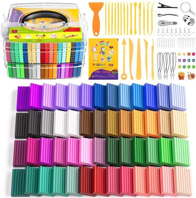 Main image of 52 Colors Polymer Clay Kit,Oven Bake Modeling Clay for Kids Adults | DIY Molding Clay Starter Sculpting Set With Tools & accessories,Non-Sticky,Kids School Classroom Stem,Home Party Art Crafts