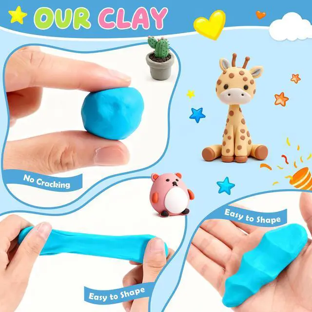 Alt view image 4 of 7 - 52 Colors Polymer Clay Kit,Oven Bake Modeling Clay for Kids Adults | DIY Molding Clay Starter Sculpting Set With Tools & accessories,Non-Sticky,Kids School Classroom Stem,Home Party Art Crafts